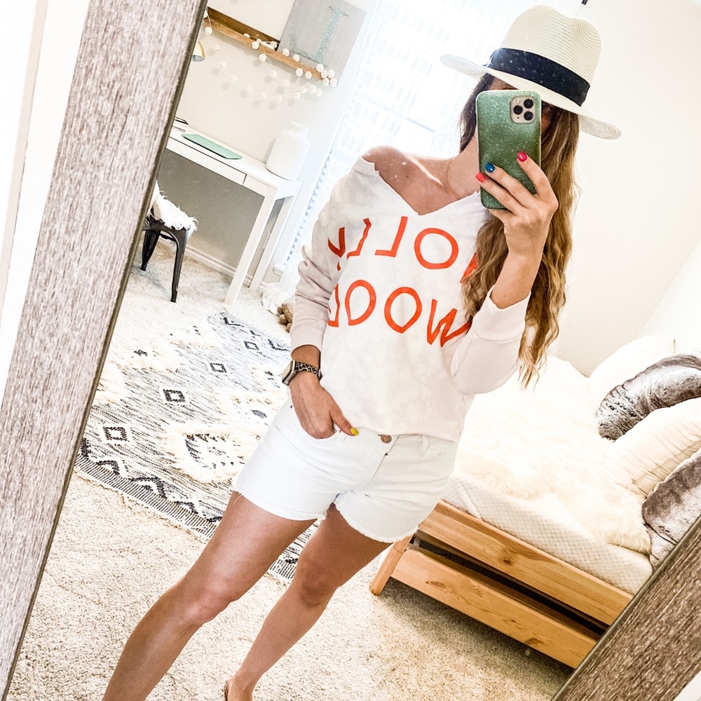 JCrew Sweatshirt bleach died and cropped SZ S